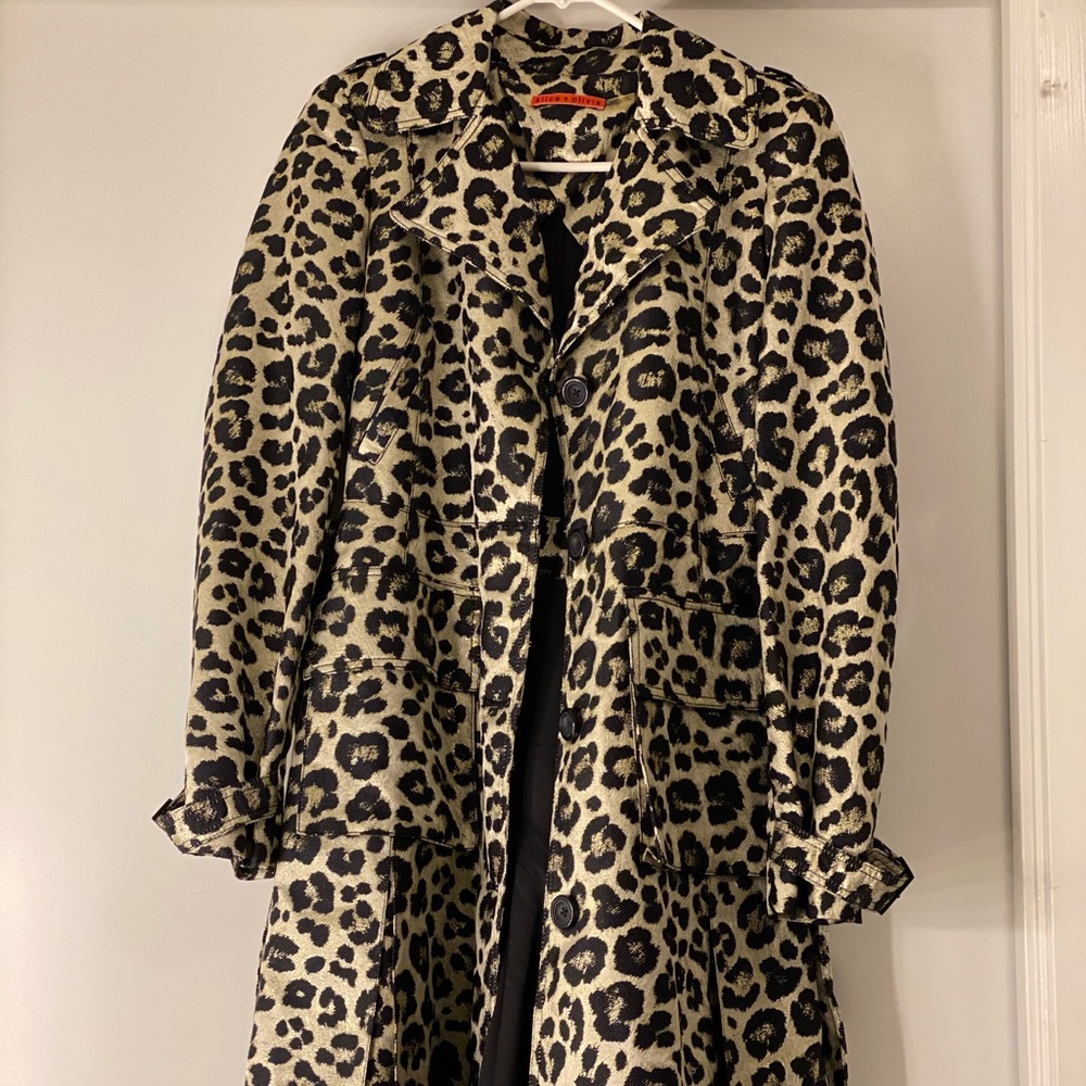 ALICE + OLIVIA Leopard Print Trench Coat